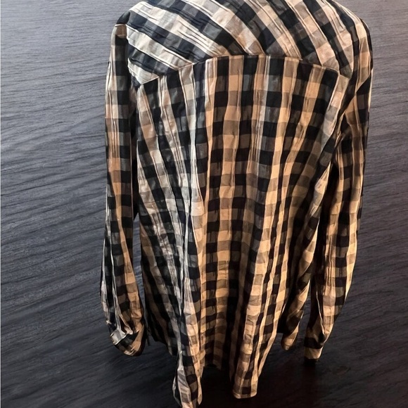 Foxcroft Black and Tan Plaid Button Down Shirt - Picture 3 of 5